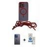 MARSİLYAN™- iPhone 12 Pro Max Kılıf Eksen Özel Seri - Şeffaf Royal Nano Ekran Koruyucu + Neon Fosforlu Kamera Lens - MI