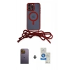MARSİLYAN™- iPhone 12 Pro Max Kılıf Eksen Özel Seri - Şeffaf Royal Nano Ekran Koruyucu + Neon Fosforlu Kamera Lens - SI