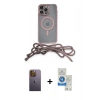 MARSİLYAN™- iPhone 12 Pro Max Kılıf Eksen Özel Seri - Şeffaf Royal Nano Ekran Koruyucu + Neon Fosforlu Kamera Lens - SI