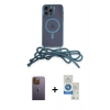 MARSİLYAN™- iPhone 12 Pro Max Kılıf Eksen Özel Seri - Şeffaf Royal Nano Ekran Koruyucu + Neon Fosforlu Kamera Lens - SI