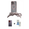 MARSİLYAN™- iPhone 12 Pro Max Kılıf Eksen Özel Seri - Şeffaf Royal Nano Ekran Koruyucu + Neon Fosforlu Kamera Lens - TU