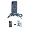 MARSİLYAN™- iPhone 12 Pro Max Kılıf Eksen Özel Seri - Şeffaf Royal Nano Ekran Koruyucu + Neon Fosforlu Kamera Lens - TU