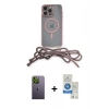 MARSİLYAN™- iPhone 12 Pro Max Kılıf Eksen Özel Seri - Şeffaf Royal Nano Ekran Koruyucu + Neon Fosforlu Kamera Lens - YL