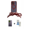 MARSİLYAN™- iPhone 12 Pro Max Kılıf Eksen Özel Seri - Şeffaf Royal Nano Ekran Koruyucu + Neon Fosforlu Kamera Lens - YL