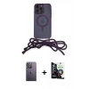 MARSİLYAN™- iPhone 12 Pro Max Kılıf Eksen Özel Seri - Şeffaf Temperli Cam Ekran Koruyucu + Beyaz Neon Fosforlu Kamera Lens