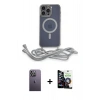 MARSİLYAN™- iPhone 12 Pro Max Kılıf Eksen Özel Seri - Şeffaf Temperli Cam Ekran Koruyucu + Beyaz Neon Fosforlu Kamera Lens