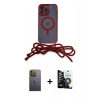 MARSİLYAN™- iPhone 12 Pro Max Kılıf Eksen Özel Seri - Şeffaf Temperli Cam Ekran Koruyucu + Neon Fosforlu Kamera Lens - YL