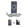 MARSİLYAN™- iPhone 12 Pro Max Kılıf Eksen Özel Seri - Şeffaf Temperli Cam Ekran Koruyucu + Neon Fosforlu Kamera Lens - YL
