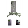 MARSİLYAN™- iPhone 12 Pro Max Kılıf Eksen Özel Seri - Şeffaf Temperli Cam Ekran Koruyucu + Neon Fosforlu Kamera Lens - YL