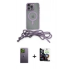 MARSİLYAN™- iPhone 12 Pro Max Kılıf Eksen Özel Seri - Şeffaf Temperli Cam Ekran Koruyucu + Neon Fosforlu Kamera Lens - YL