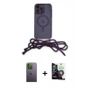 MARSİLYAN™- iPhone 12 Pro Max Kılıf Eksen Özel Seri - Şeffaf Temperli Cam Ekran Koruyucu + Neon Fosforlu Kamera Lens - YL