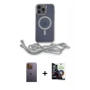 MARSİLYAN™- iPhone 12 Pro Max Kılıf Eksen Özel Seri - Şeffaf Temperli Cam Ekran Koruyucu + Neon Fosforlu Kamera Lens - SI