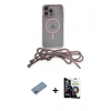 MARSİLYAN™- iPhone 12 Pro Max Kılıf Eksen Özel Seri - Şeffaf Temperli Cam Ekran Koruyucu + Pembe Shine Kamera Lens Koruma Cam