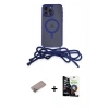 MARSİLYAN™- iPhone 12 Pro Max Kılıf Eksen Özel Seri - Şeffaf Temperli Cam Ekran Koruyucu + Sierra Blue Shine Kamera Lens Koruma Cam