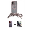 MARSİLYAN™- iPhone 12 Pro Max Kılıf Eksen Özel Seri - Şeffaf Temperli Cam Ekran Koruyucu + Neon Fosforlu Kamera Lens - TU