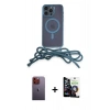 MARSİLYAN™- iPhone 12 Pro Max Kılıf Eksen Özel Seri - Şeffaf Temperli Cam Ekran Koruyucu + Neon Fosforlu Kamera Lens - TU
