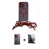 MARSİLYAN™- iPhone 12 Pro Max Kılıf Eksen Özel Seri - Şeffaf Temperli Cam Ekran Koruyucu + Neon Fosforlu Kamera Lens - TU