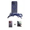 MARSİLYAN™- iPhone 12 Pro Max Kılıf Eksen Özel Seri - Şeffaf Temperli Cam Ekran Koruyucu + Neon Fosforlu Kamera Lens - TU