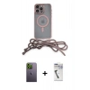 MARSİLYAN™- iPhone 12 Pro Max Kılıf Eksen Özel Seri - Şeffaf Uv Polymer Nano Ekran Koruyucu + Neon Fosforlu Kamera Lens - YL
