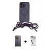 MARSİLYAN™- iPhone 12 Pro Max Kılıf Eksen Özel Seri - Şeffaf Uv Polymer Nano Ekran Koruyucu + Neon Fosforlu Kamera Lens - YL