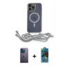 MARSİLYAN™- iPhone 12 Pro Max Kılıf Eksen Özel Seri - Siyah 18D Cam Ekran Koruyucu + Neon Fosforlu Kamera Lens - MI