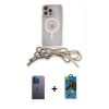 MARSİLYAN™- iPhone 12 Pro Max Kılıf Eksen Özel Seri - Siyah 18D Cam Ekran Koruyucu + Neon Fosforlu Kamera Lens - MI