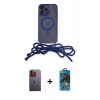 MARSİLYAN™- iPhone 12 Pro Max Kılıf Eksen Özel Seri - Siyah 18D Cam Ekran Koruyucu + Neon Fosforlu Kamera Lens - TU