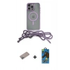 MARSİLYAN™- iPhone 12 Pro Max Kılıf Eksen Özel Seri - Siyah 18D Cam Ekran Koruyucu + Sierra Blue Shine Kamera Lens Koruma Cam