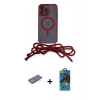 MARSİLYAN™- iPhone 12 Pro Max Kılıf Eksen Özel Seri - Siyah 18D Cam Ekran Koruyucu + Yeşil Renkli Kamera Lens Koruma Cam