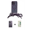 MARSİLYAN™- iPhone 12 Pro Max Kılıf Eksen Özel Seri - Siyah 20D Premium Cam Ekran Koruyucu + Neon Fosforlu Kamera Lens - BZ