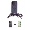 MARSİLYAN™- iPhone 12 Pro Max Kılıf Eksen Özel Seri - Siyah 20D Premium Cam Ekran Koruyucu + Neon Fosforlu Kamera Lens - YL