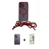 MARSİLYAN™- iPhone 12 Pro Max Kılıf Eksen Özel Seri - Siyah 20D Premium Cam Ekran Koruyucu + Neon Fosforlu Kamera Lens - BZ