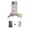 MARSİLYAN™- iPhone 12 Pro Max Kılıf Eksen Özel Seri - Siyah 20D Premium Cam Ekran Koruyucu + Neon Fosforlu Kamera Lens - MI