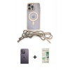 MARSİLYAN™- iPhone 12 Pro Max Kılıf Eksen Özel Seri - Siyah 20D Premium Cam Ekran Koruyucu + Neon Fosforlu Kamera Lens - BZ