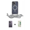 MARSİLYAN™- iPhone 12 Pro Max Kılıf Eksen Özel Seri - Siyah 20D Premium Cam Ekran Koruyucu + Neon Fosforlu Kamera Lens - BZ