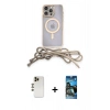 MARSİLYAN™- iPhone 12 Pro Max Kılıf Eksen Özel Seri - Siyah 34D Izgaralı Cam + Shine Kamera Lens - GD