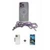 MARSİLYAN™- iPhone 12 Pro Max Kılıf Eksen Özel Seri - Siyah 34D Izgaralı Cam + Shine Kamera Lens - GD