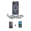 MARSİLYAN™- iPhone 12 Pro Max Kılıf Eksen Özel Seri - Siyah 34D Izgaralı Cam + Neon Fosforlu Kamera Lens - SI