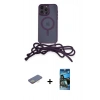 MARSİLYAN™- iPhone 12 Pro Max Kılıf Eksen Özel Seri - Siyah 34D Izgaralı Cam + Sarı Renkli Kamera Lens Koruma Cam