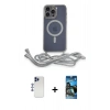 MARSİLYAN™- iPhone 12 Pro Max Kılıf Eksen Özel Seri - Siyah 34D Izgaralı Cam + Shine Kamera Lens - LT