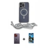 MARSİLYAN™- iPhone 12 Pro Max Kılıf Eksen Özel Seri - Siyah 34D Izgaralı Cam + Neon Fosforlu Kamera Lens - TU