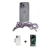 MARSİLYAN™- iPhone 12 Pro Max Kılıf Eksen Özel Seri - Siyah 360 Mat Full Body Arka Koruyucu + Lacivert Shine Kamera Lens
