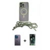 MARSİLYAN™- iPhone 12 Pro Max Kılıf Eksen Özel Seri - Siyah 360 Mat Full Body Arka Koruyucu + Neon Fosforlu Kamera Lens - MI