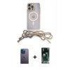 MARSİLYAN™- iPhone 12 Pro Max Kılıf Eksen Özel Seri - Siyah 360 Mat Full Body Arka Koruyucu + Neon Fosforlu Kamera Lens - MI