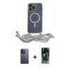 MARSİLYAN™- iPhone 12 Pro Max Kılıf Eksen Özel Seri - Siyah 360 Mat Full Body Arka Koruyucu + Neon Fosforlu Kamera Lens - MI