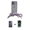 MARSİLYAN™- iPhone 12 Pro Max Kılıf Eksen Özel Seri - Siyah 360 Mat Full Body Arka Koruyucu + Neon Fosforlu Kamera Lens - MI