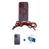 MARSİLYAN™- iPhone 12 Pro Max Kılıf Eksen Özel Seri - Siyah 3D Antistatik Cam Ekran Koruyucu + Mavi Neon Fosforlu Kamera Lens