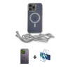 MARSİLYAN™- iPhone 12 Pro Max Kılıf Eksen Özel Seri - Siyah 3D Antistatik Cam Ekran Koruyucu + Neon Fosforlu Kamera Lens - YL
