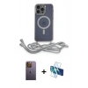 MARSİLYAN™- iPhone 12 Pro Max Kılıf Eksen Özel Seri - Siyah 3D Antistatik Cam Ekran Koruyucu + Neon Fosforlu Kamera Lens - SI