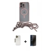 MARSİLYAN™- iPhone 12 Pro Max Kılıf Eksen Özel Seri - Siyah 3D Antistatik Hayalet Cam Ekran Koruyucu + Shine Kamera Lens - GD